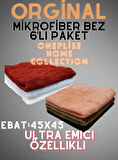 Mikrofiber Ultra Kalın Üstün Sıvı Tutma Özellikli 6' Lü Genel Temizlik Bezi (45X45)