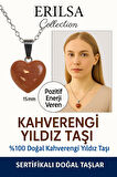 Sertifikalı Kalp Model Mini Kahverengi Yıldız Taşı Kolye – Motivasyon ve İçsel Parlaklık Taşı