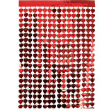 Kırmızı Renk Kalp Şekilli Metalize Saçaklı Arka Fon Perde Dekorasyon (4767)