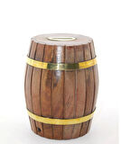 Pirinç Ahşap Fıçı Kumbara 12.5 Cm Wb535
