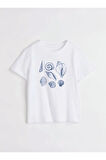 Deniz Kabuğu Baskılı Bisiklet Yaka Basic Trend Kadın T-shirt