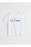 Le Coeur Baskılı Bisiklet Yaka Basic Trend Kadın T-shirt