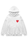 Unisex Red Hearth Sweatshirt Kapşonlu Hoodie