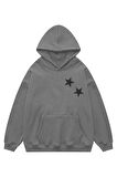 Unisex Black Star Sweatshirt Kapşonlu Hoodie