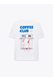 Coffee Club 2 Baskılı Bisiklet Yaka Basic Trend Kadın T-shirt
