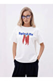 Spicy Life Baskılı Bisiklet Yaka Basic Trend Kadın T-shirt