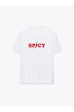 Spicy Baskılı Bisiklet Yaka Basic Trend Kadın T-shirt