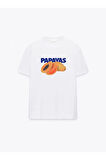 Papayas Baskılı Bisiklet Yaka Basic Trend Kadın T-shirt