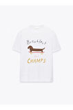 Breakfast Champs Baskılı Bisiklet Yaka Basic Trend Kadın T-shirt