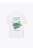 Grocery Basket Baskılı Bisiklet Yaka Basic Trend Kadın T-shirt