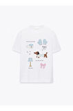 Little Little Baskılı Bisiklet Yaka Basic Trend Kadın T-shirt