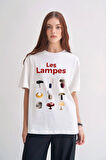 Les Lampes Baskılı Bisiklet Yaka Basic Trend Kadın T-shirt