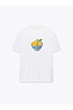 Lemon Baskılı Bisiklet Yaka Basic Trend Kadın T-shirt