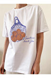 Sweetness Baskılı Bisiklet Yaka Basic Trend Kadın T-shirt