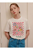The Picnik Baskılı Bisiklet Yaka Basic Trend Kadın T-shirt