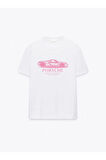 Pink Porsche Baskılı Bisiklet Yaka Basic Trend Kadın T-shirt