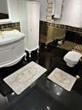 At Desen Horse Desenli 2'li Kaymaz Taban Banyo Paspas Takımı (60x100 - 60x50) Gold Altın
