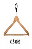 Plastik Halkalı Otel Tipi Ahşap Askı 12 Adet