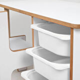 Industrial Living 3 Çekmeceli Çocuk Etkinlik Masası - Beyaz MDF - Beyaz Çekmeceli