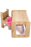 Çocuk Oyun, Aktivite ve Etkinlik Masası, Ceviz-Pembe, 18mm 1.Sınıf MDF