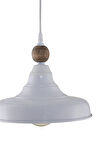TEKLİ CONO SIVAMA METAL SARKIT AVİZE AHŞAPLI BEYAZ