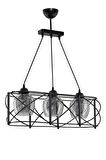ÜÇLÜ CURVA SIRALI METAL AVİZE FÜME RENGİ CAMLI