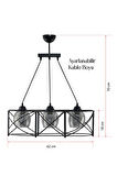 ÜÇLÜ CURVA SIRALI METAL AVİZE FÜME RENGİ CAMLI
