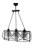 ÜÇLÜ CURVA SIRALI METAL AVİZE FÜME RENGİ CAMLI