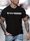 Erkek Kısa Kollu NASA Baskı Bisiklet Yaka T-shirt
