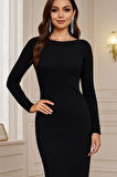 Kadın Uzun Kollu Yuvarlak Yaka Akrilik Elbise