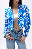 Desenli Crop Ceket