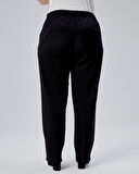 Dekorati̇f Düğmeli̇ Arka Bel Lasti̇kli̇ Büyük Beden Pantolon