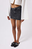 Asimetrik Bel Denim Mini Etek
