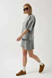 Oversize Lazer Kesim Bisiklet Yaka T-Shirt
