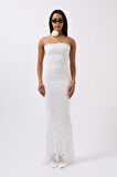 Straplez Dantel Maxi Elbise