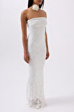 Straplez Dantel Maxi Elbise