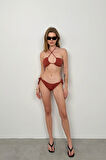 Straplez Boyun Bağlamalı Bikini Takım