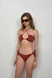 Straplez Boyun Bağlamalı Bikini Takım