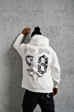 Erkek 98 Baskılı Kapşonlu Sweat - Beyaz