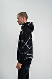 POLIZEI Premium Kalite Kapşonlu Varak Ve Pano Baskılı SweatShirt - Siyah