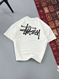 Erkek Baskılı Oversize T-shirt - Beyaz
