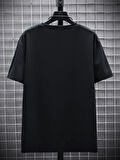 Baskılı Oversize Bisiklet Yaka T-shirt - Siyah
