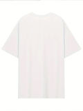 Baskılı Oversize Bisiklet Yaka T-shirt - Beyaz