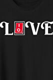 Sevgililer Günü İçin Özel Tasarım Love Baskılı T-shirt - Siyah