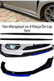 Proton Savvy F30 Düz Yan Marşpiyel + 4 Parça Mavi Ön Ek Piano Black Bodykit Set
