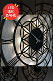 Led Işıklı Çiçek Duvar Saati Sessiz Dekoratif Modern Siyah Ahşap Duvar Saati 40x40cm