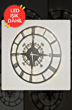Led Işıklı Ahşap Pusula Duvar Saati Sessiz Dekoratif Modern Siyah Duvar Saati 40x40cm