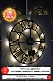 Led Işıklı Roma Rakamlı Duvar Saati Sessiz Dekoratif Modern Siyah Duvar Saati -RGB Renkli 40x40cm
