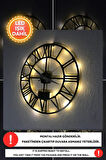 Led Işıklı Roma Rakamlı Duvar Saati Sessiz Dekoratif Modern Siyah Duvar Saati -RGB Renkli 40x40cm