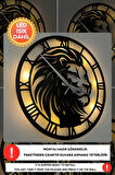 Led Işıklı Aslan Duvar Saati Sessiz Dekoratif Modern Siyah Ahşap Duvar Saati 40x40cm